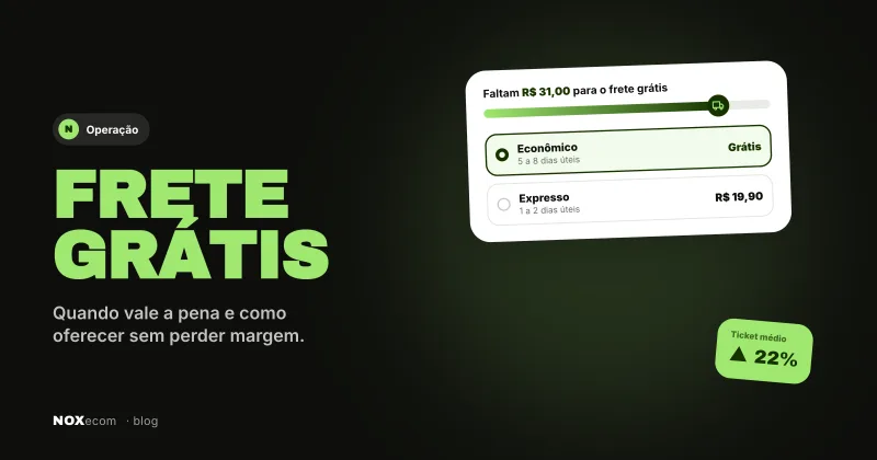 Carrinho com barra de progresso para frete grátis e opções de entrega econômica e expressa